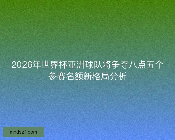 2026年世界杯亚洲球队将争夺八点五个参赛名额新格局分析
