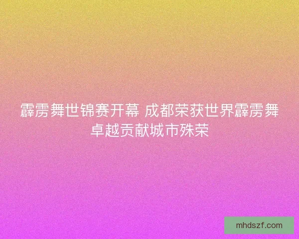 霹雳舞世锦赛开幕 成都荣获世界霹雳舞卓越贡献城市殊荣