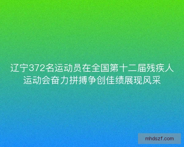 辽宁372名运动员在全国第十二届残疾人运动会奋力拼搏争创佳绩展现风采